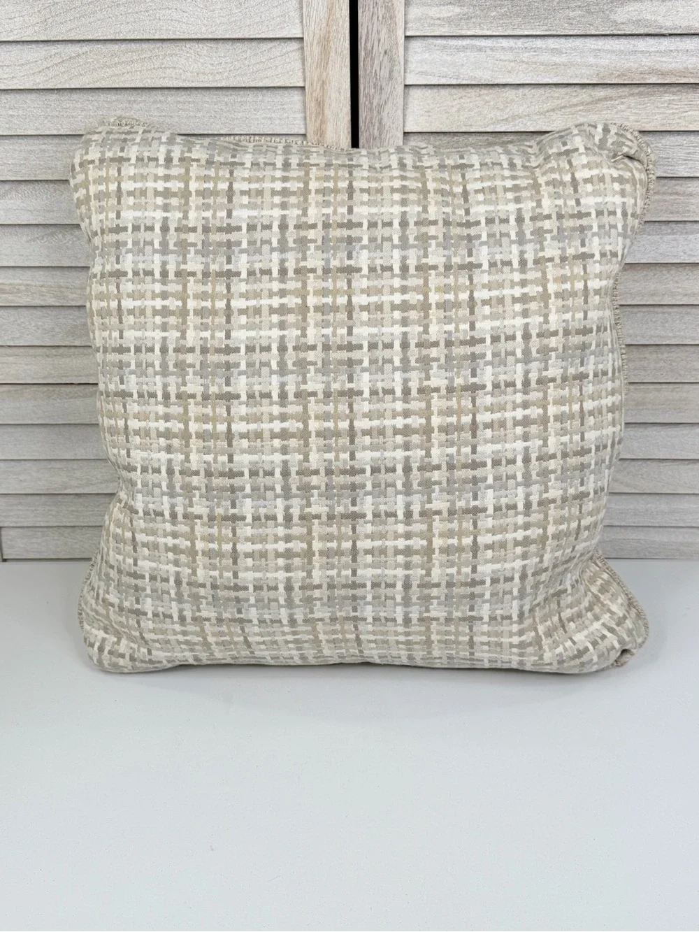 Set of Two-Neutral Zip Close Pillow Covers Woven Pattern-20